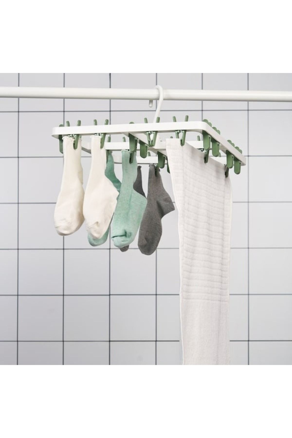 IKEA-SLIBB Hang Dryer with 24 Clothes Pegs – Green | Space-Saving Drying Solution 3