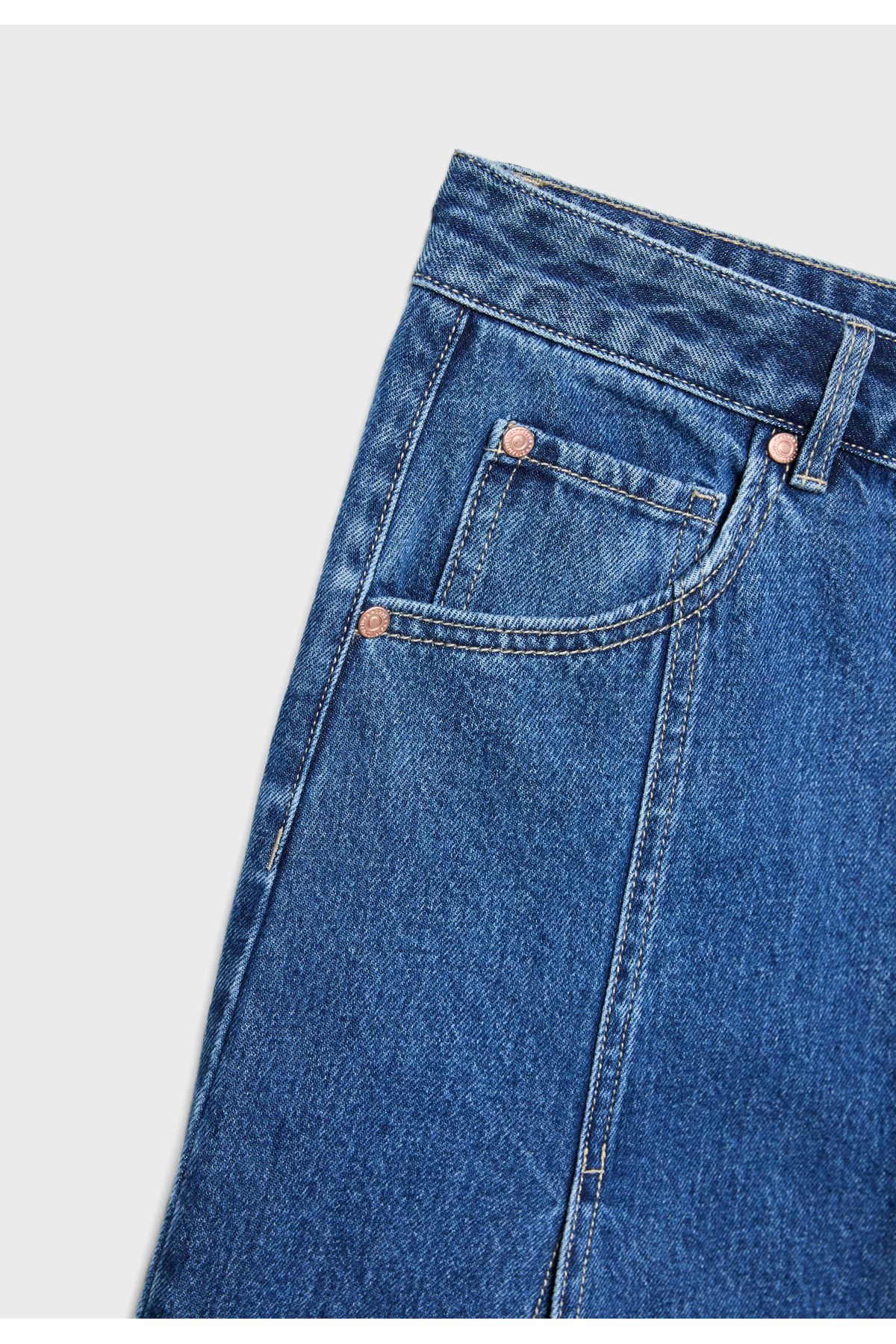 Stradivarius-Double split denim midi skirt 6