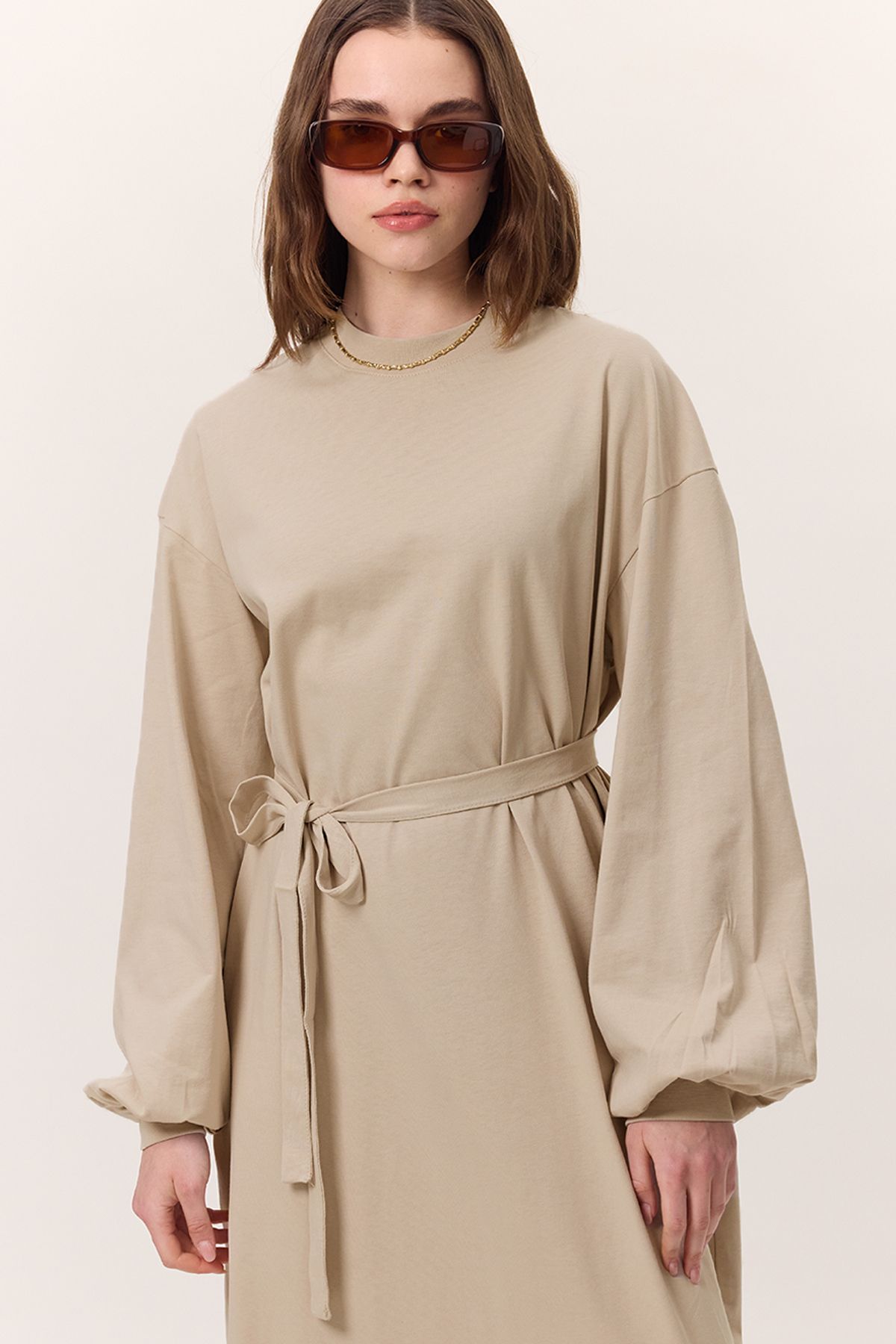 Manuka-Rochie lungă confortabilă Stone - Balloon Sleeve Stone 2