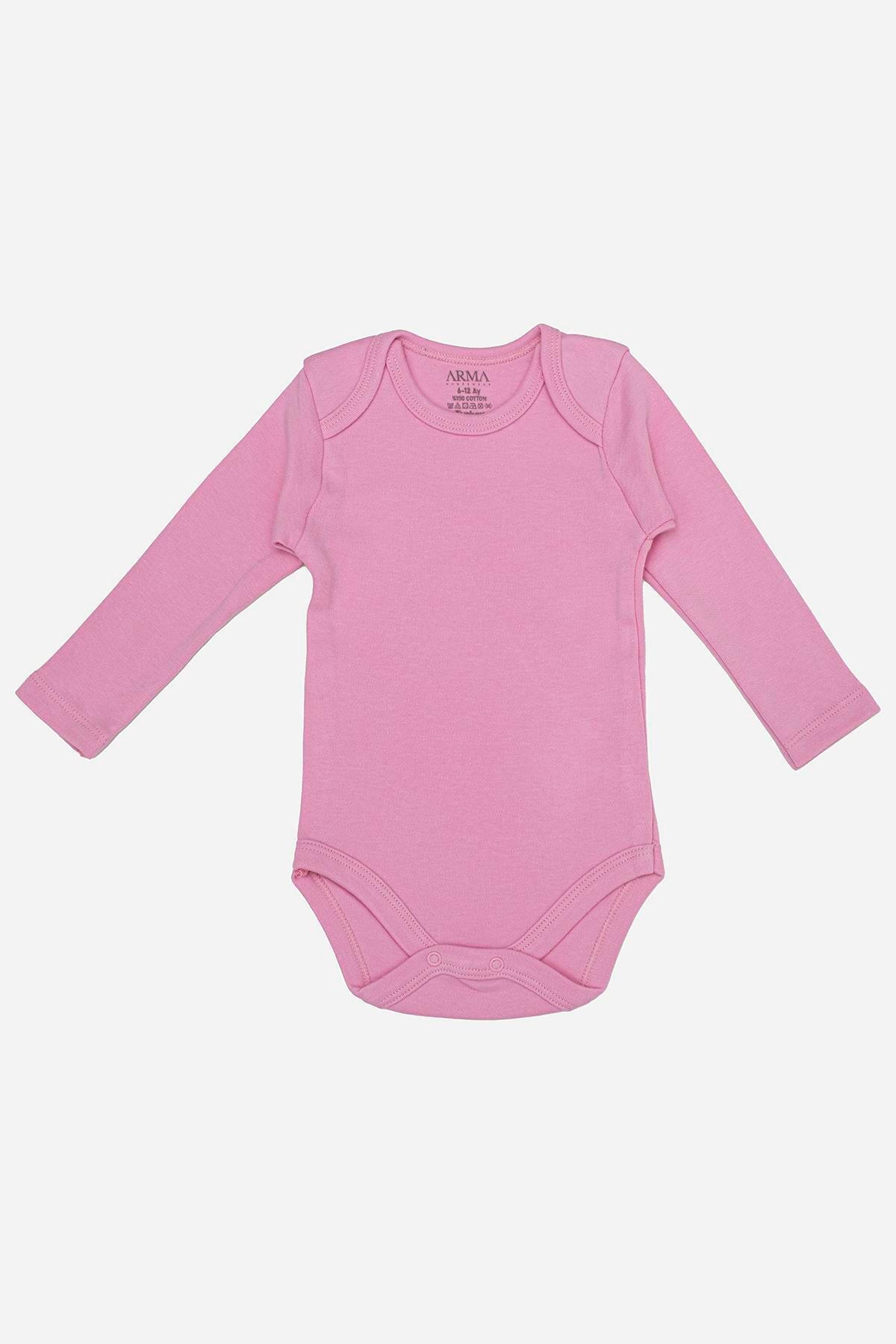 Arma Yıldız %100 Organik Pamuklu Pembe Uzun Kollu Bebek Body 5'li Paket fotoğrafı 2 (önizleme)
