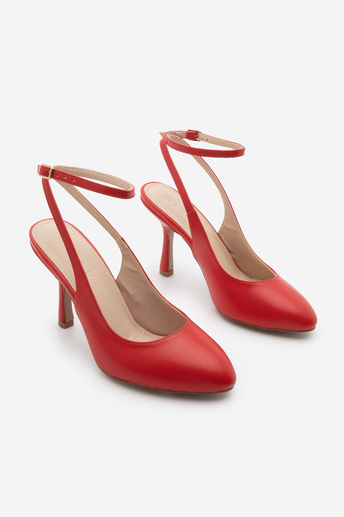 Marjin-Damen-Stiletto-Schuhe – ovale Spitze – Knöchelriemen – Absätze – Rot 5