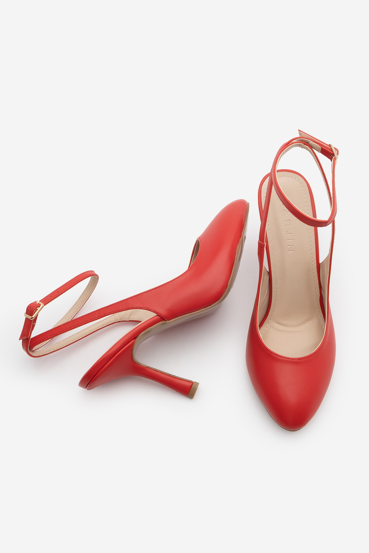 Marjin-Damen-Stiletto-Schuhe – ovale Spitze – Knöchelriemen – Absätze – Rot 7