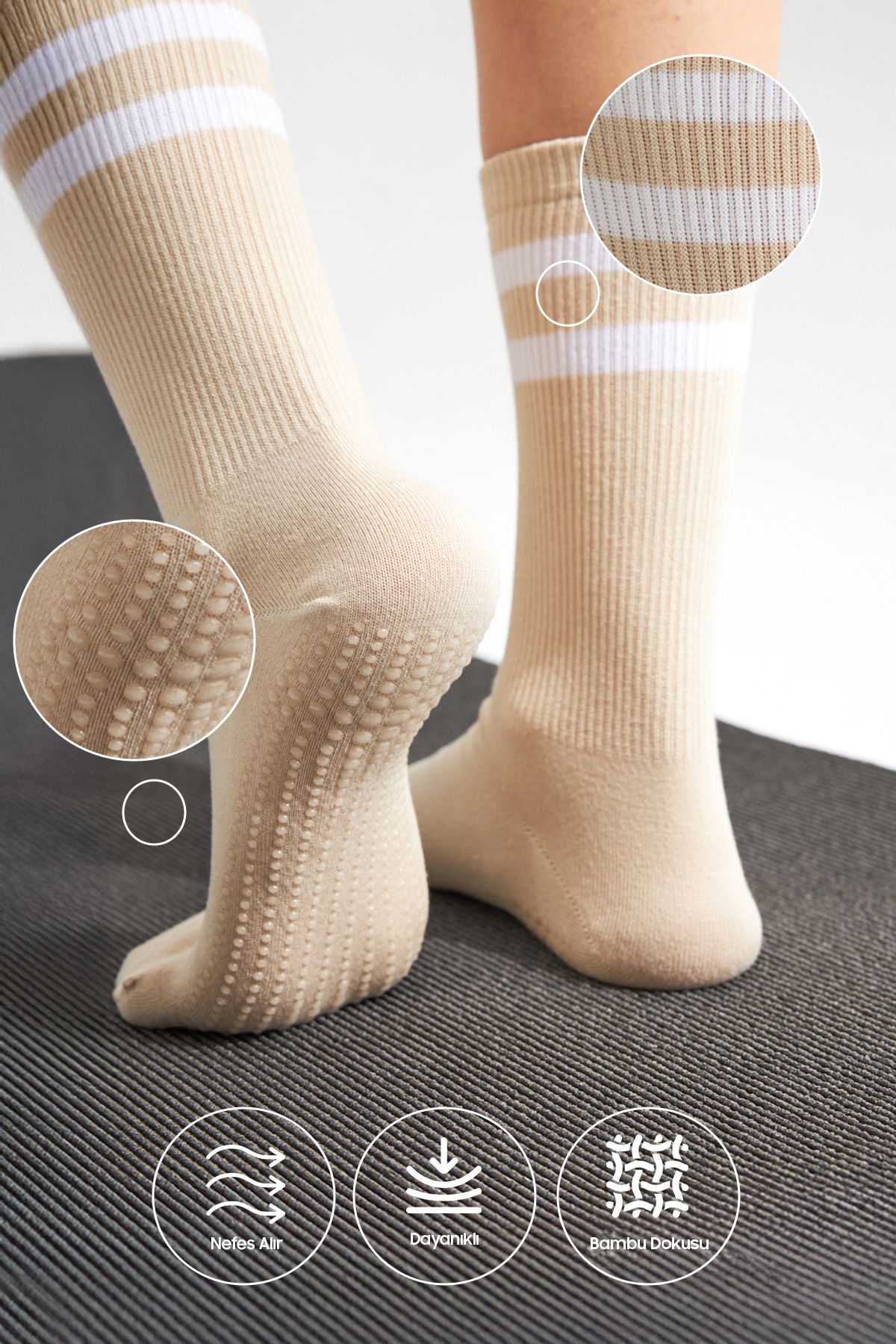 bamboo star Bambus Femei Cremă Talpă Anti-alunecare Imprimare Silicon Yoga Fitness Pilates Balet Dans Tenis Sosete Femeie - One Size