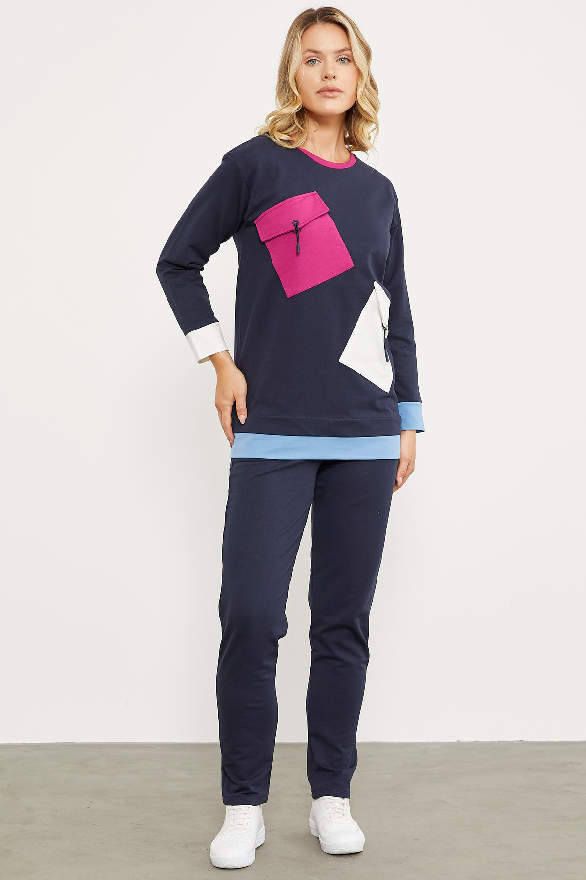 Sementa-Set de trening colorat cu buzunar - bleumarin 3
