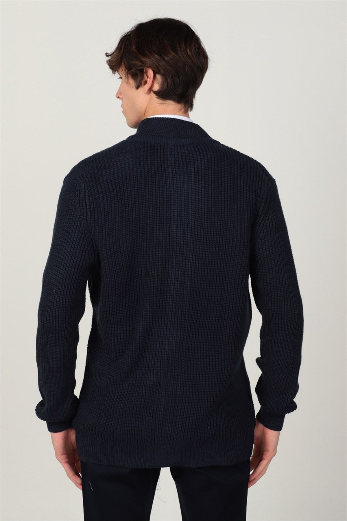 Tudors Erkek Slim Fit Dar Kesim Çizgili Yandan Cepli Hırka görsel 4