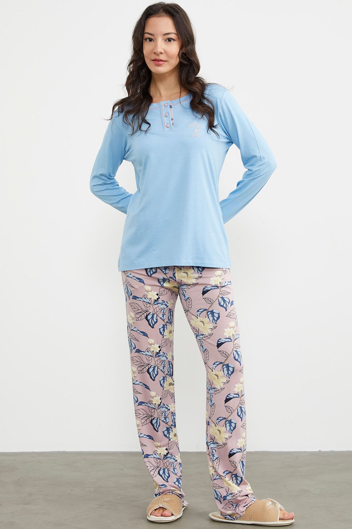 Sementa-Set pijama combinat cu model simplu - albastru 3