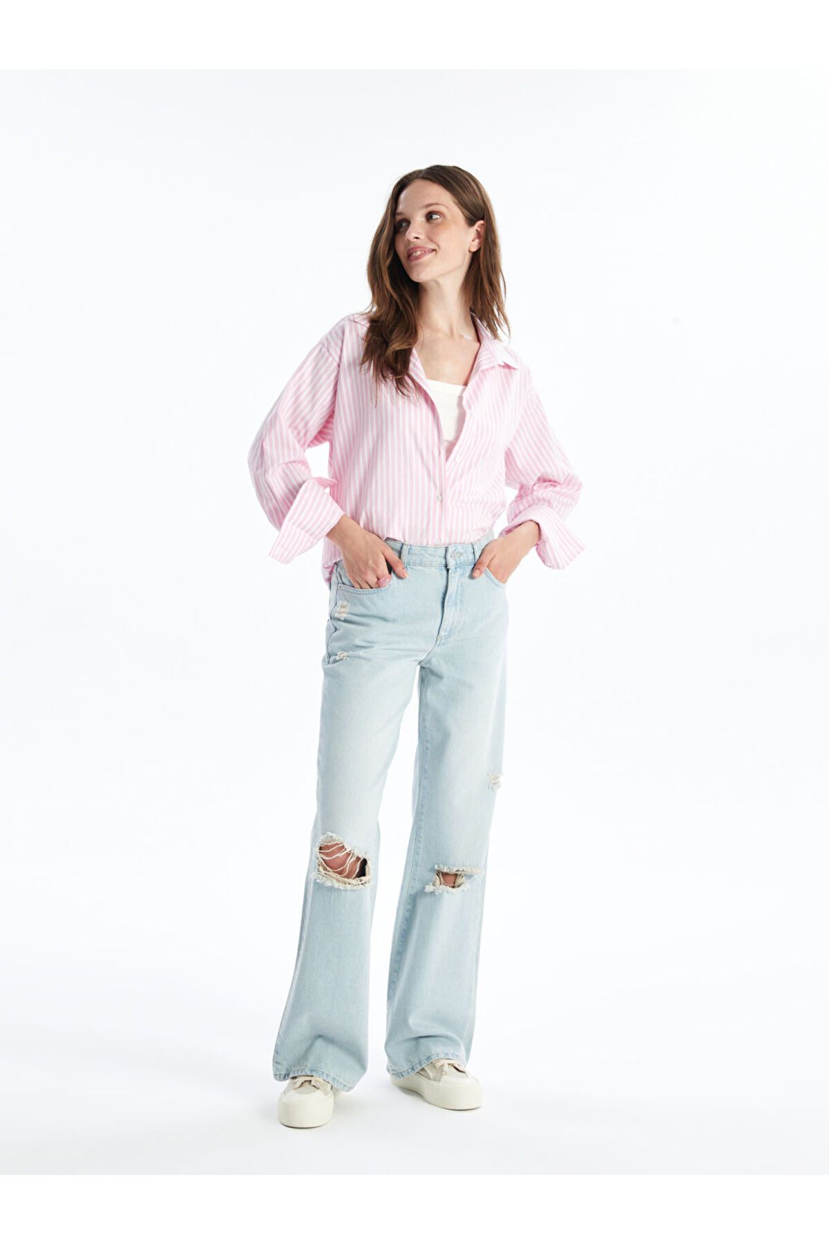 LC Waikiki LCW Wideleg Yırtık Detaylı Kadın Jean Pantolon