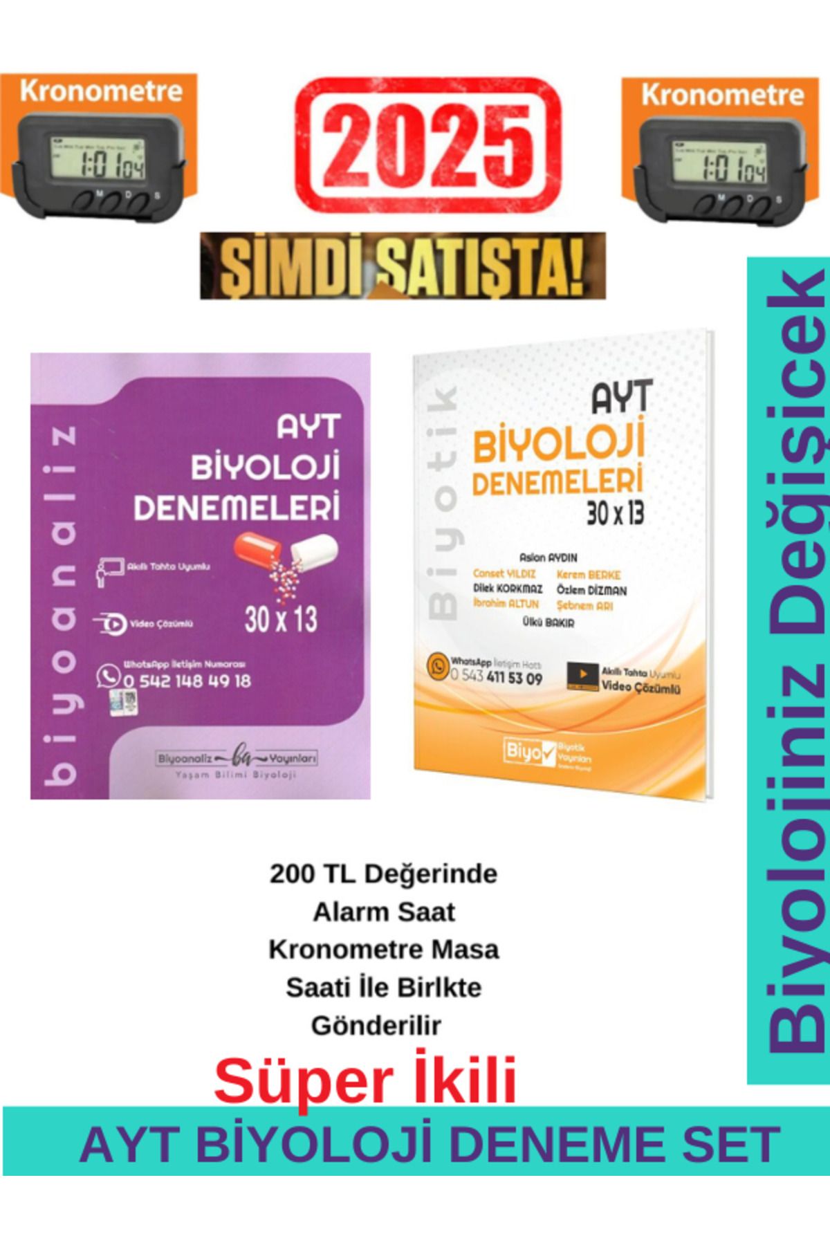 Biyotik Yayınları Biyoanaliz 2025 AYT Biyoloji 30x13 Denemeleri+Biyotik Ayt Biyoloji 30x13 Branş Deneme+Kronometre
