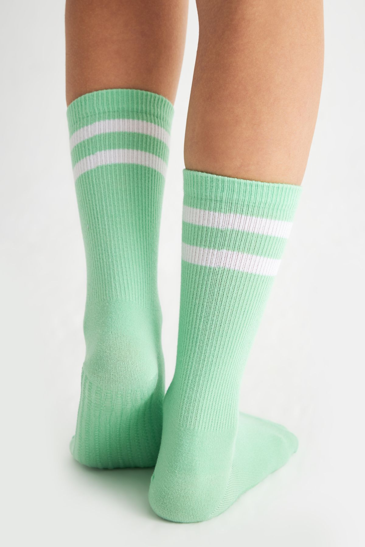 bamboo star-Bamboo Women's Green Non-Slip Sole Silicone Print Yoga Fitness Pilates Ballet Dance Tennis Socks 3-Pack 6