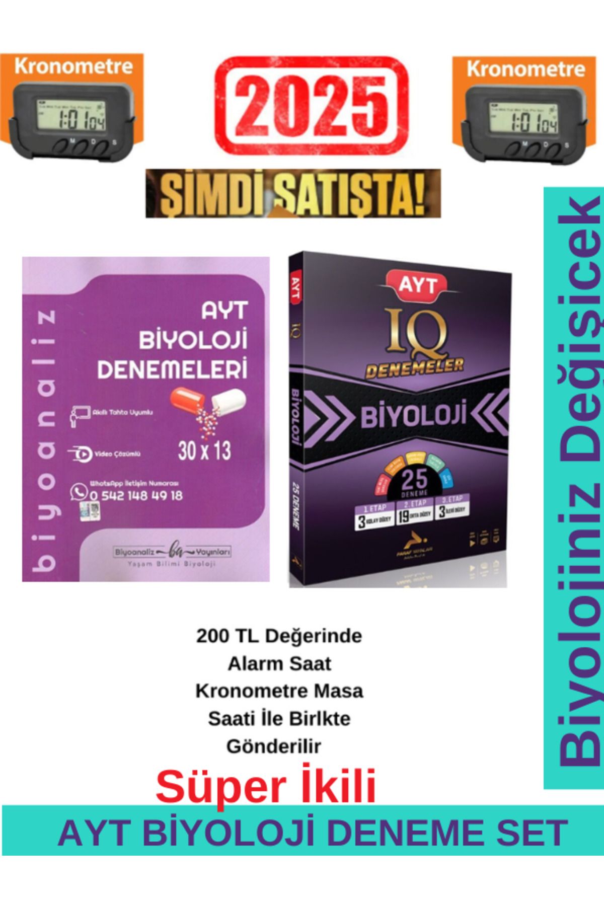 Biyotik Yayınları Biyoanaliz 2025 AYT Biyoloji 30x13 Denemeleri+Paraf IQ Ayt Biyoloji 25 Branş Deneme+Kronometre