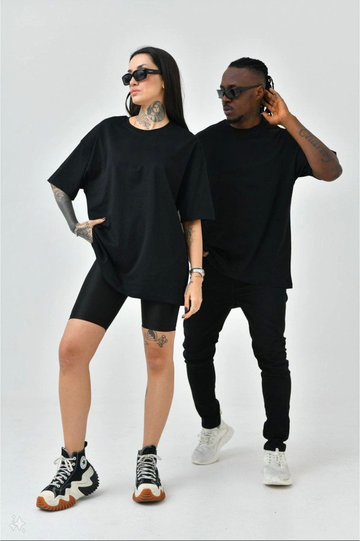 Vemora Unisex Basic Bisiklet Yaka Oversize T-Shirt - Siyah