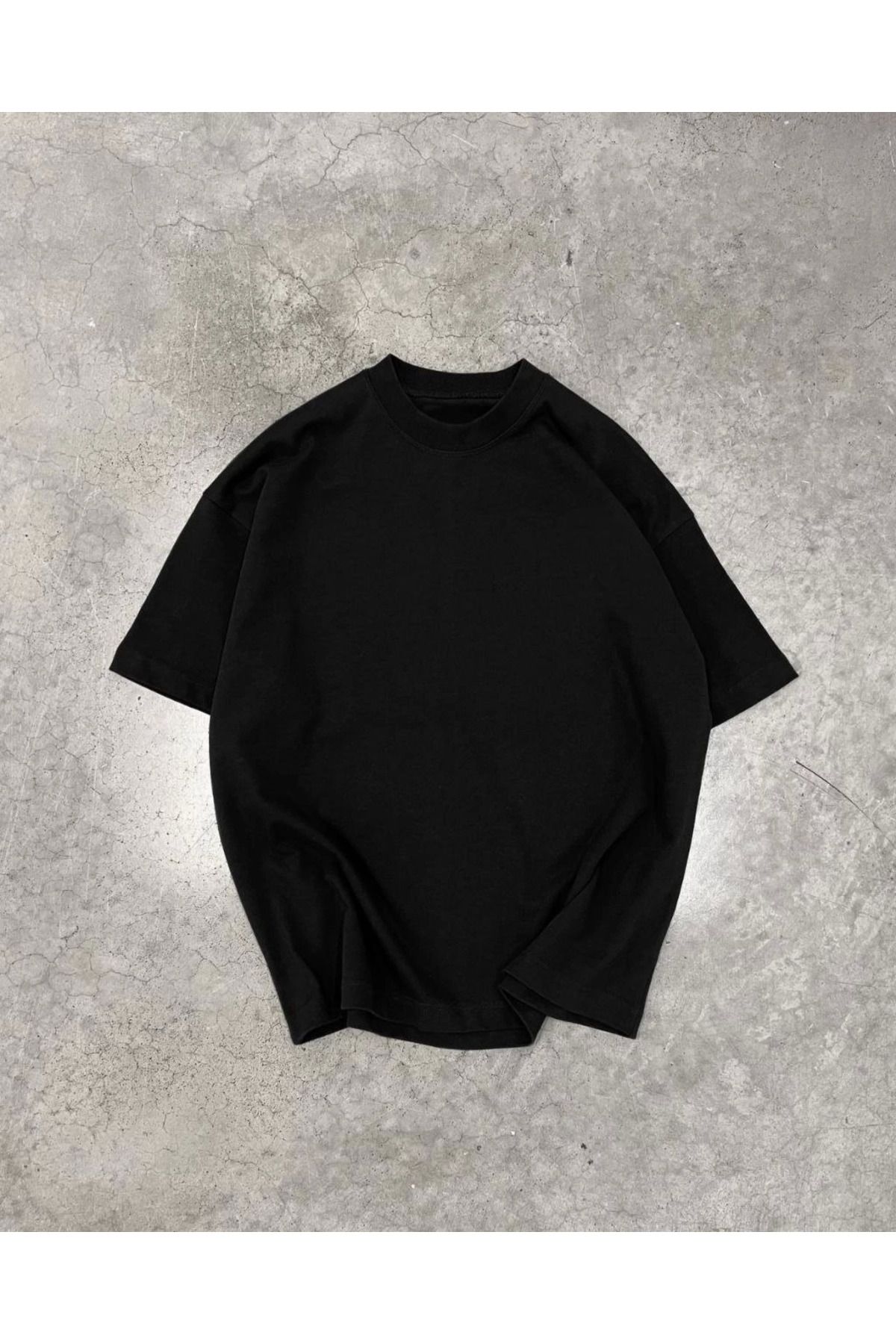 Vemora Unisex Basic Bisiklet Yaka Oversize T-Shirt - Siyah