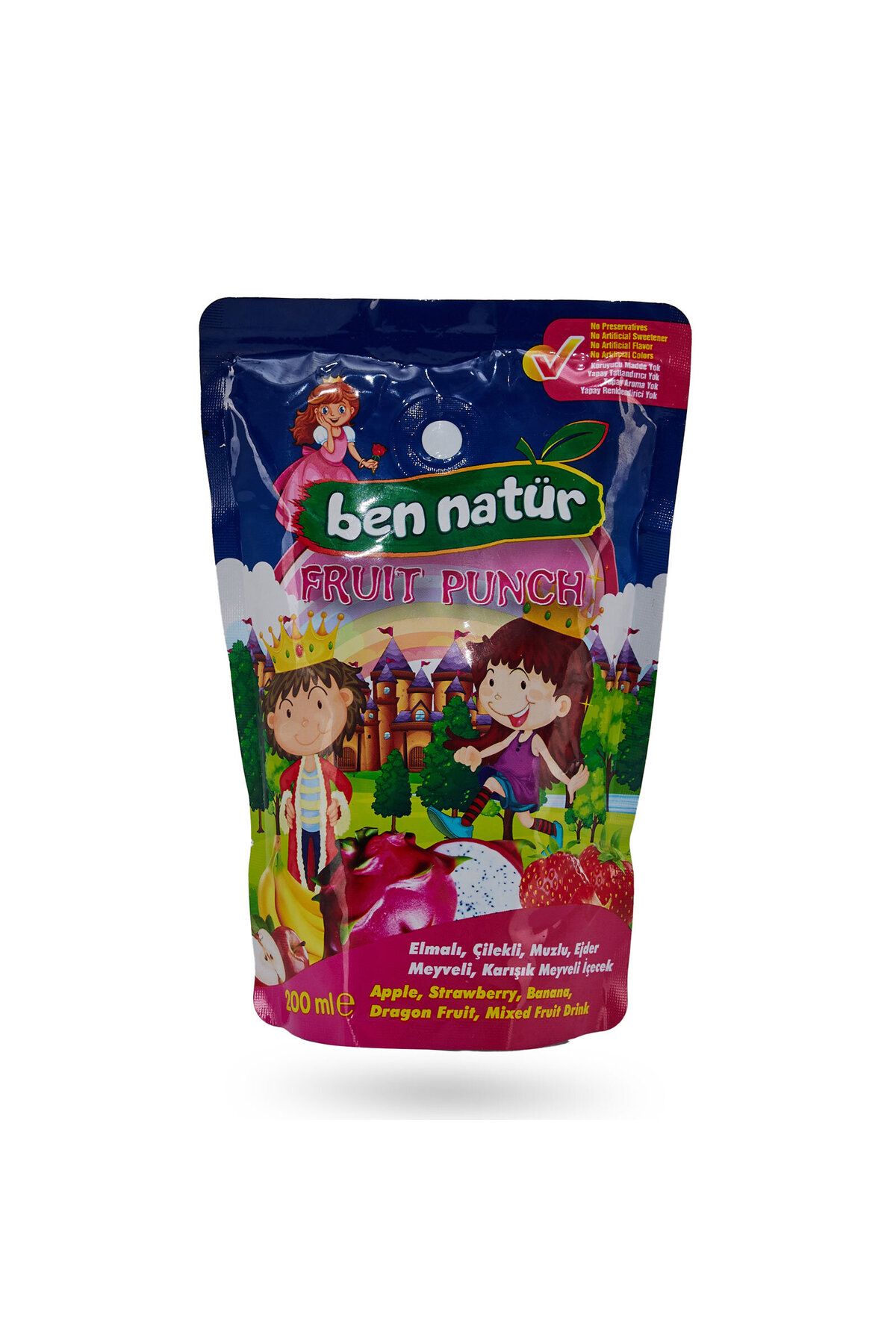 Ben Natür Fruit Punch Elmalı, Çilekli, Muzlu, Ejder Meyveli, Karışık Meyveli İçecek 200 ml