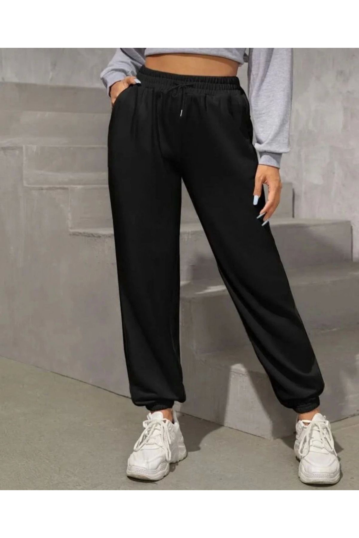 Pink Stil Unisex Basic Eşofman Altı - Siyah