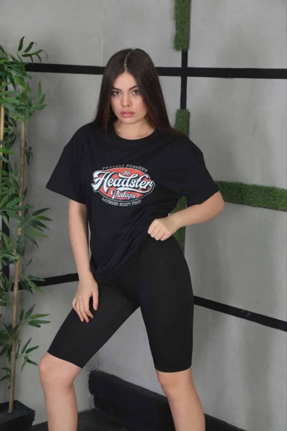 Vemora Unisex Baskılı Oversize T-Shirt - Siyah