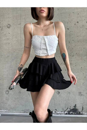 Akın Trend Kadın Mykonos Basic Etek - Siyah