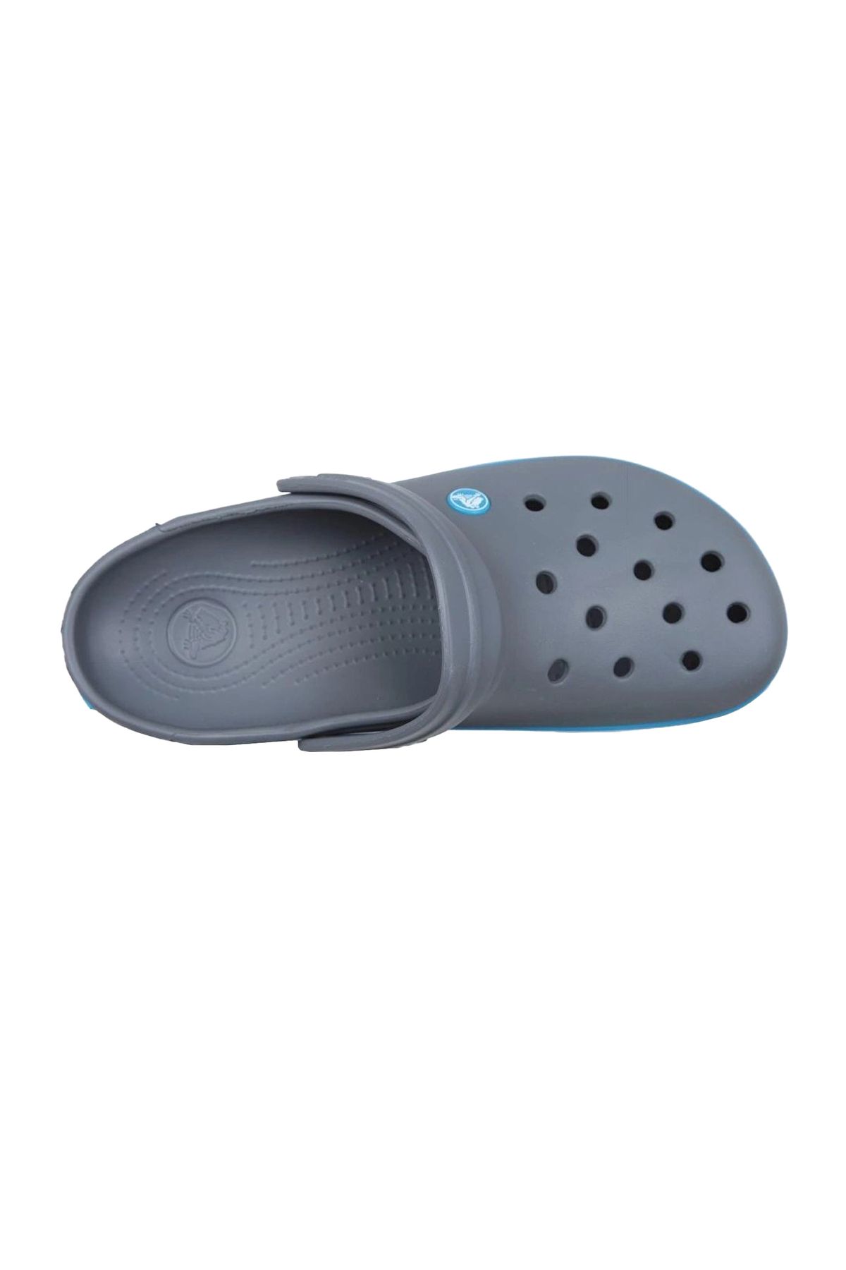 Crocs-Тъмно сиви унисекс чехли с Crocband Edge на синьо и бяло райе 3