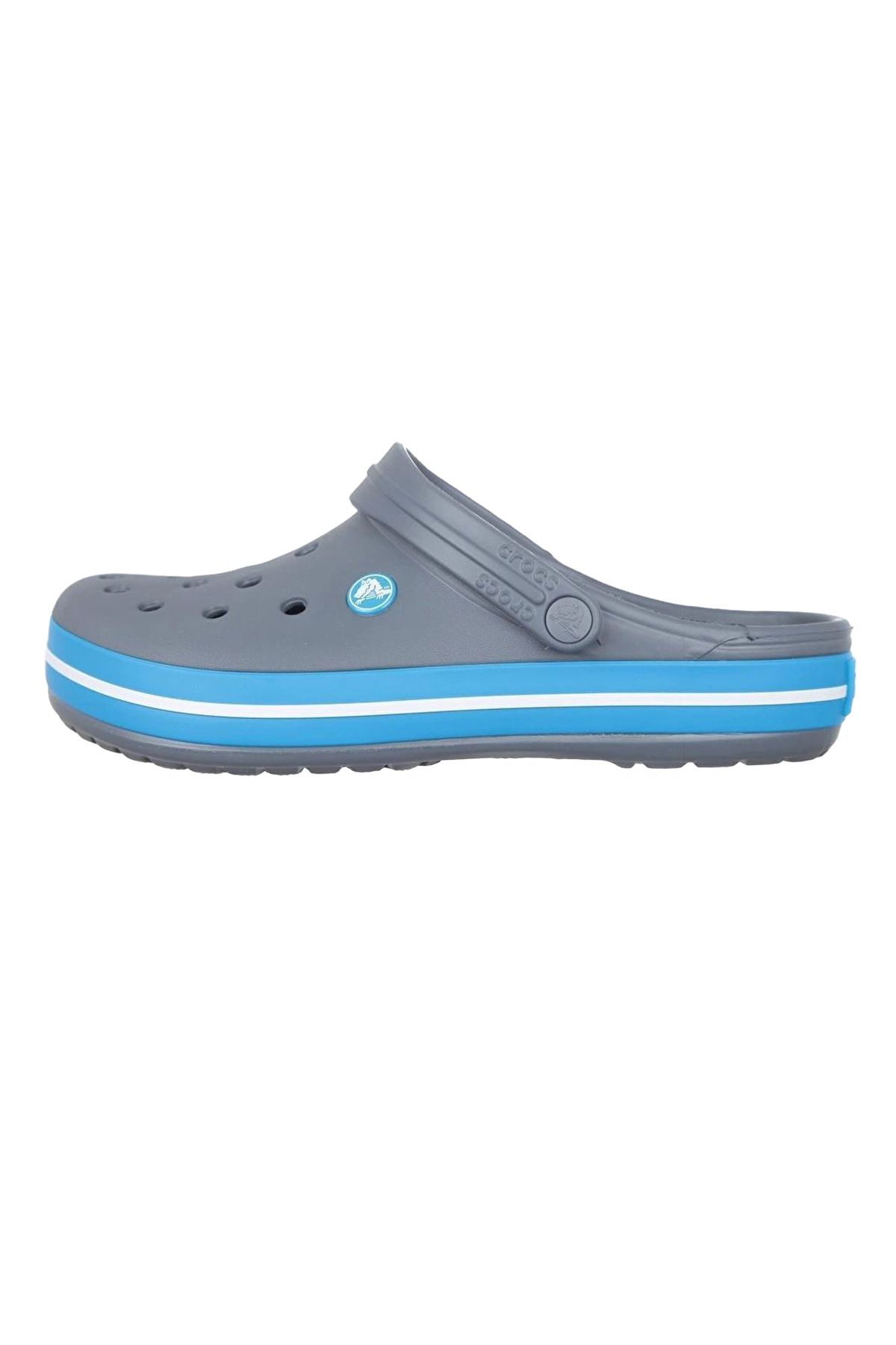Crocs-Тъмно сиви унисекс чехли с Crocband Edge на синьо и бяло райе 2
