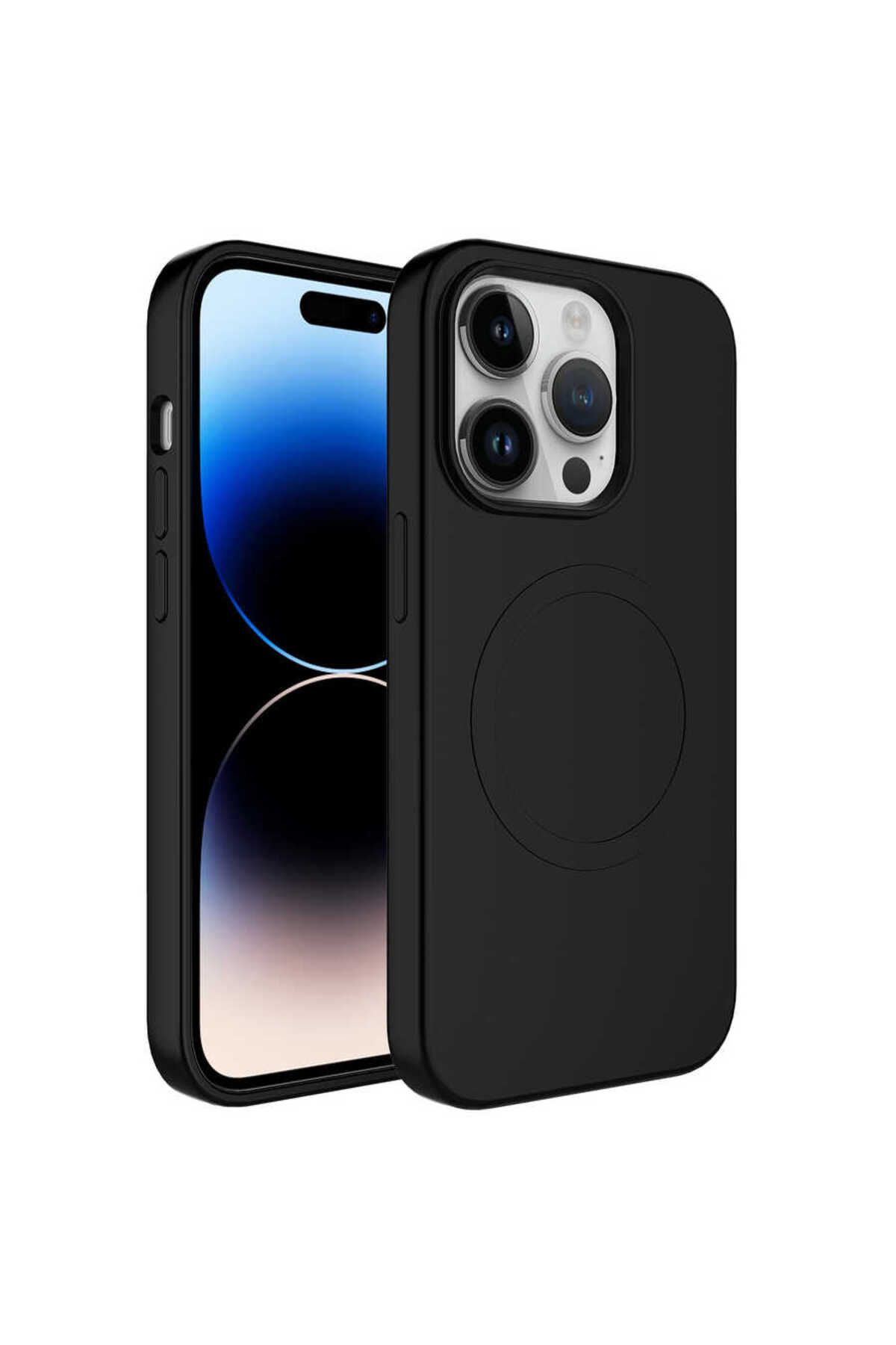 halkhouse Apple iPhone 13 Pro Kılıf Magsafe Wireless Şarj Özellikli Pastel Renk Silikon Esnek Plas Kapak