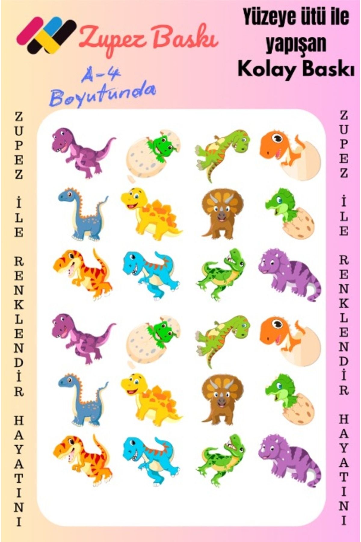 zupez Ütü Ile Yapışan Dinozor Baskısı- Arması,
