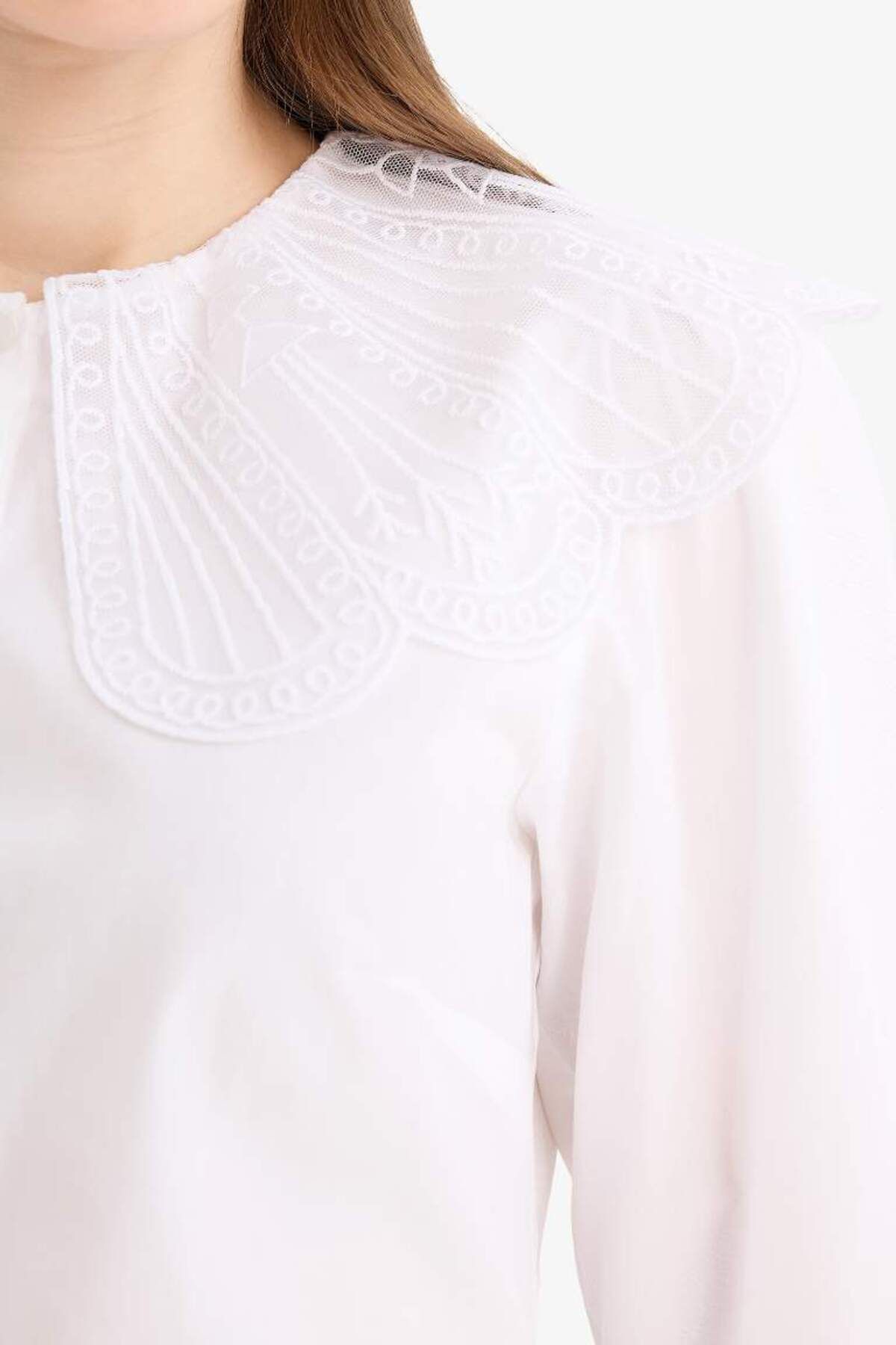 DeFacto-New Season Regular Fit Wide Collar Poplin Long Sleeve Shirt Tunic 5