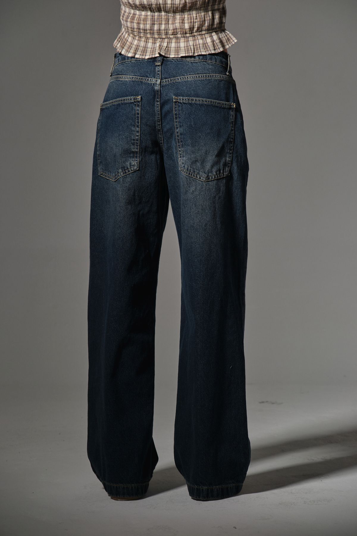 Maule  Gece Mavi Bol Kesim Denim Geniş Paça Rahat Baggy Jean Kot Salaş Kadın Pantolon @varese - Görsel 6