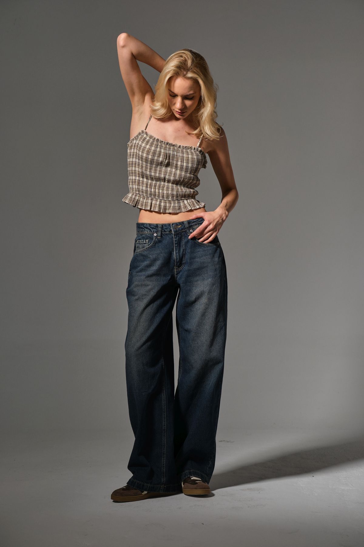 Maule  Gece Mavi Bol Kesim Denim Geniş Paça Rahat Baggy Jean Kot Salaş Kadın Pantolon @varese - Görsel 7