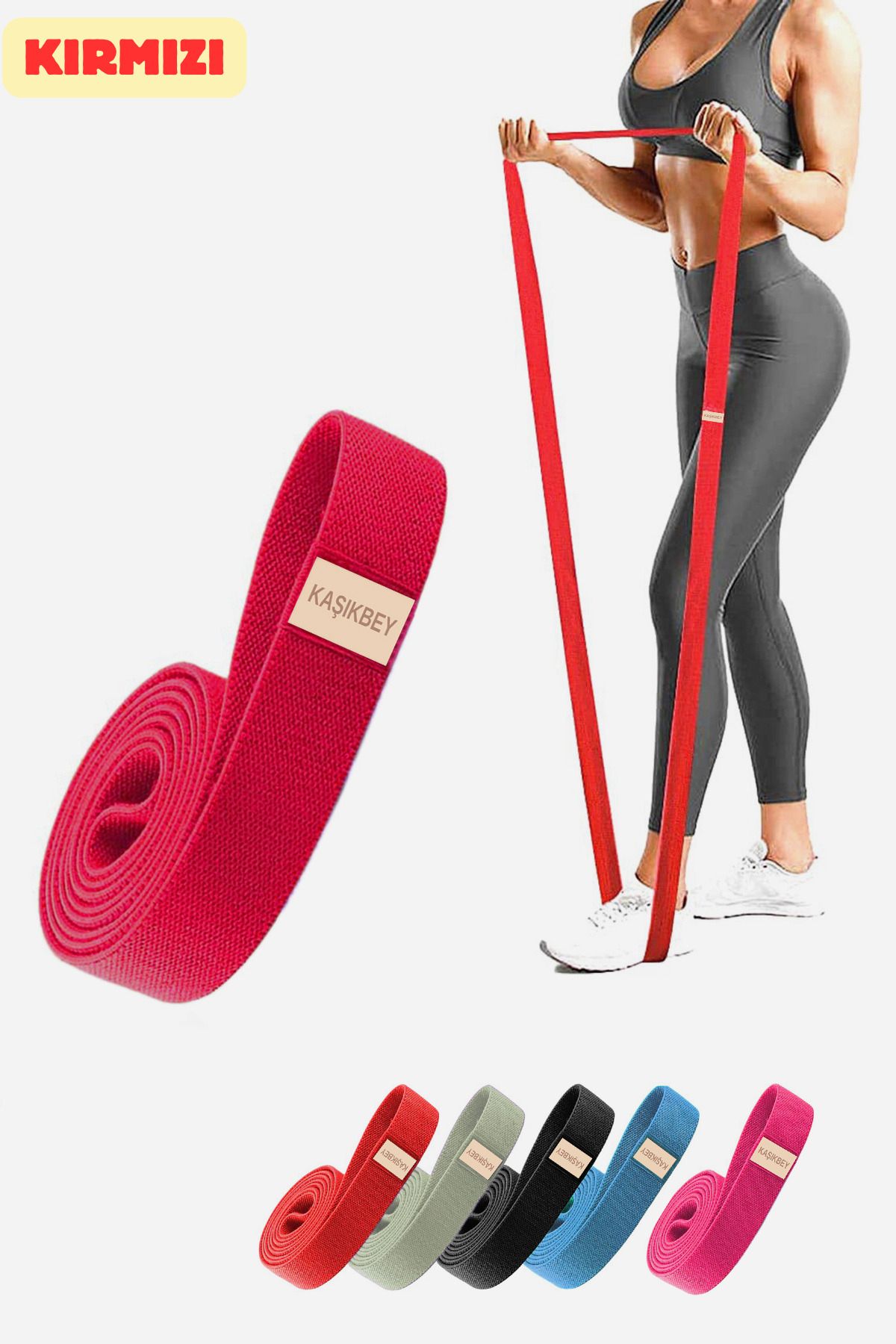 Loop Pilates Fitness Bant Spor Bacak Kalça Squat Egzersiz Direnç Bandı Lastiği (HAFİF ORTA SERT)