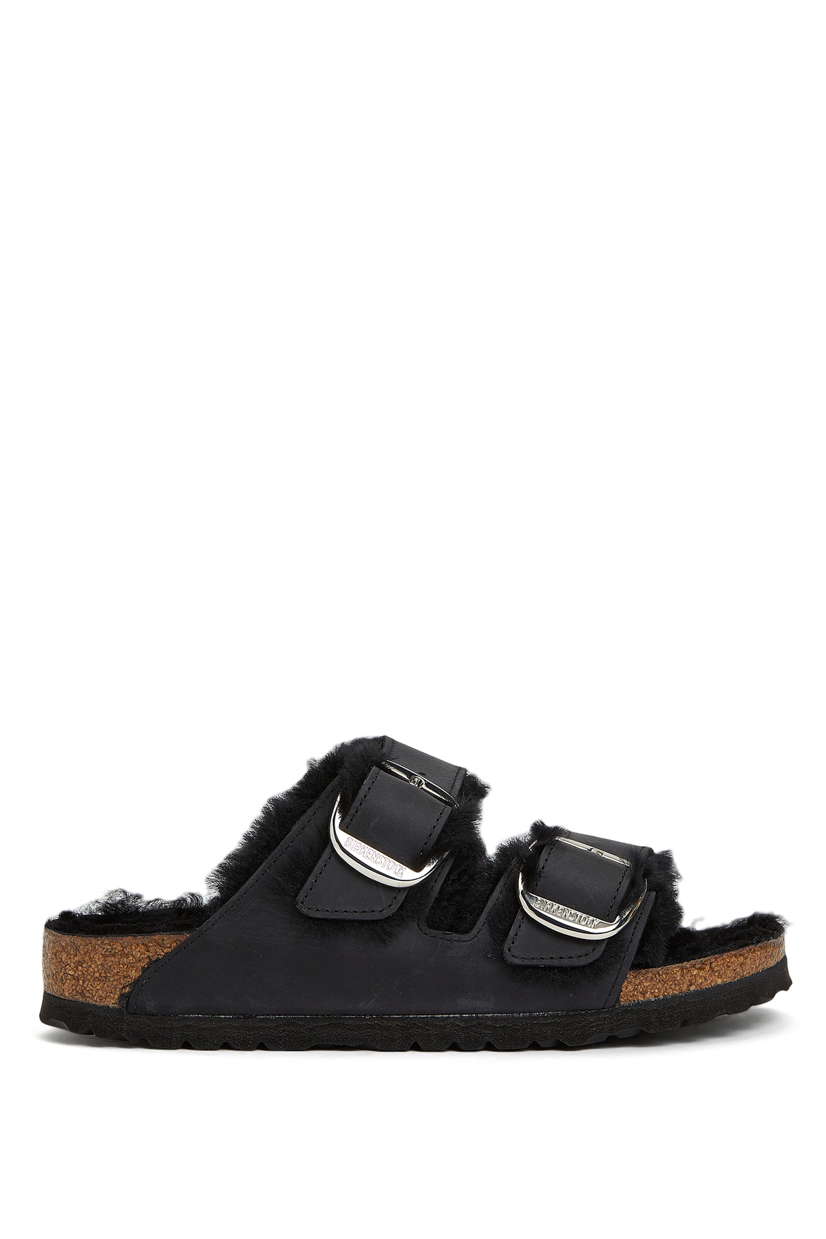 دمپایی زنانه مشکی آریزونا مدل Big Buckle Shearling بیرکن استاک دمپایی Birkenstock