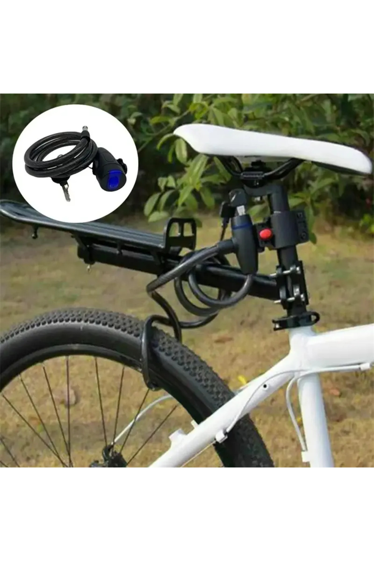 DUHALINE Çelik Kilit Bisiklet Motosiklet Kilidi + Lazer LED Işık HEDİYELİ Scooter ve Bebek Arabası İçin Uygun fotoğrafı 4 (önizleme)