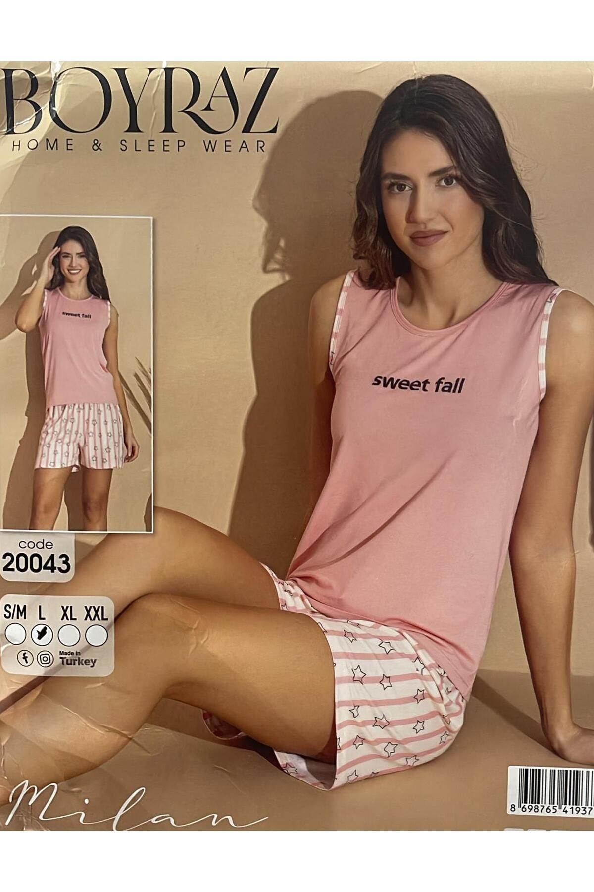 BOYRAZ PEMBE YILDIZLI SHORT PİJAMA TAKIMI