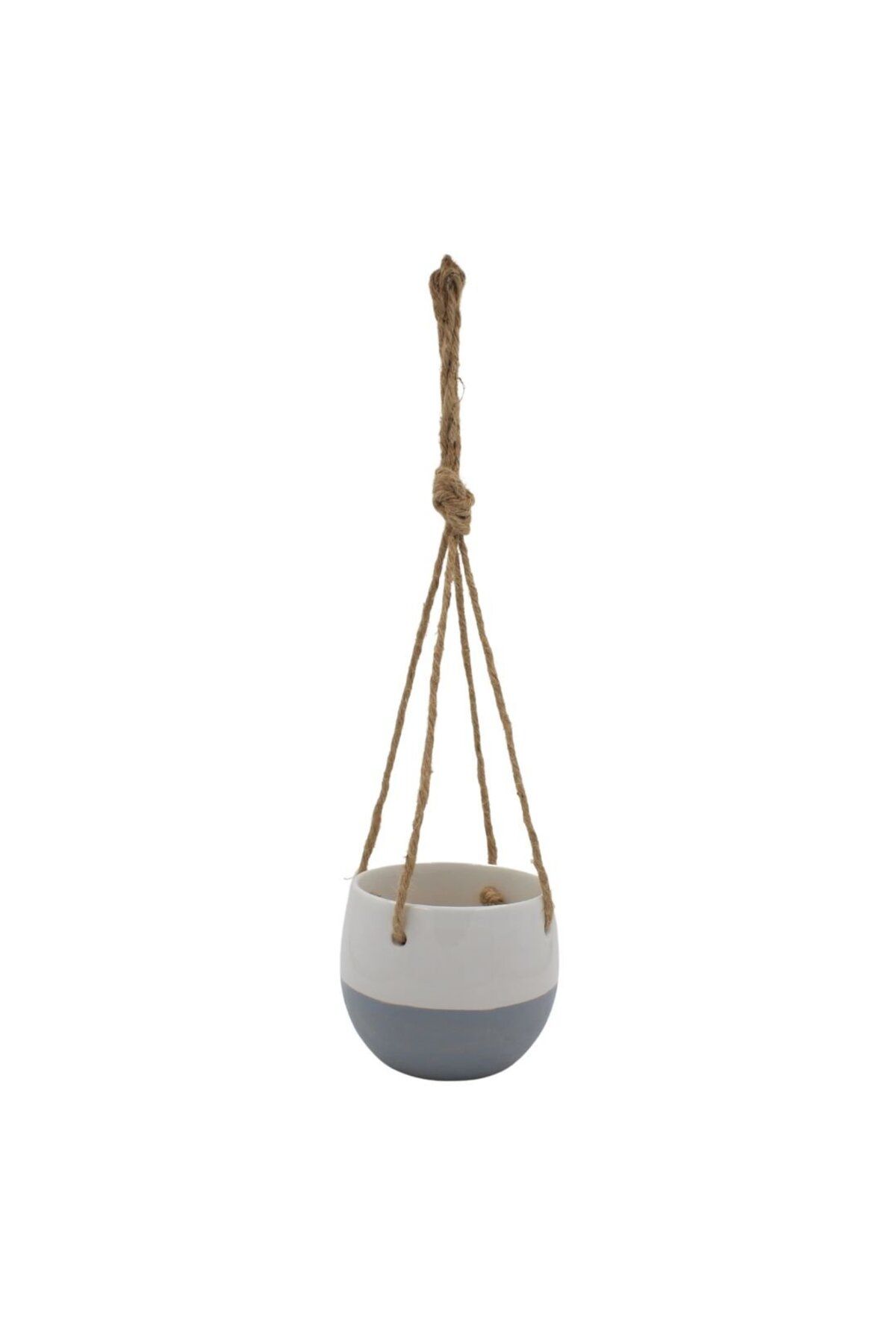 BM GİFT DESİGN Ghiveci Suspendat, Din Ceramică, Alb Cu Gri, 11 Cm - One Size