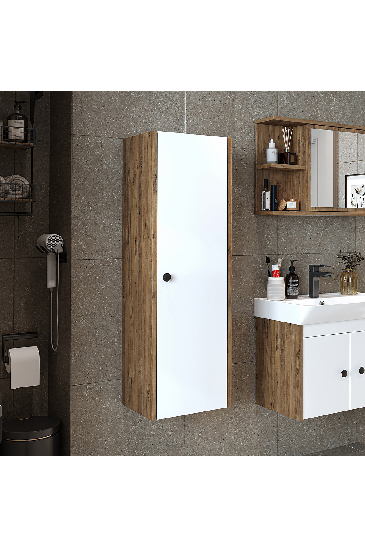 ROOMART Ada Banyo Dolabı Mat Suntalam 110 Cm Banyo Boy Dolabı