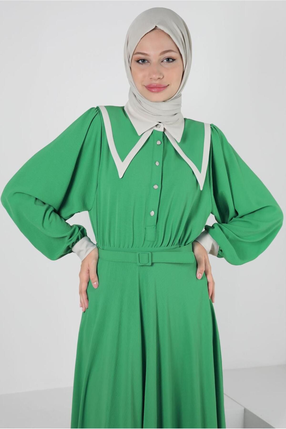 لباس کمربند یقه دکمه دار 43937 Alvina
