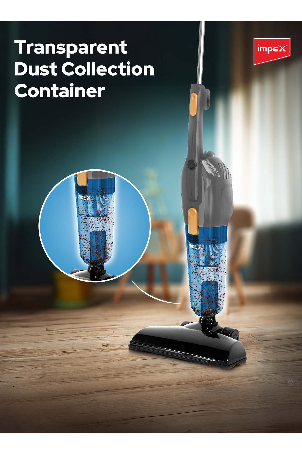 İMPEX-Vacuum Cleaner 800w 3-in-1 Stick Cleaner - Vc4702 Powerful Suction Cleaner 1.2l Dust Container 1.2l 6