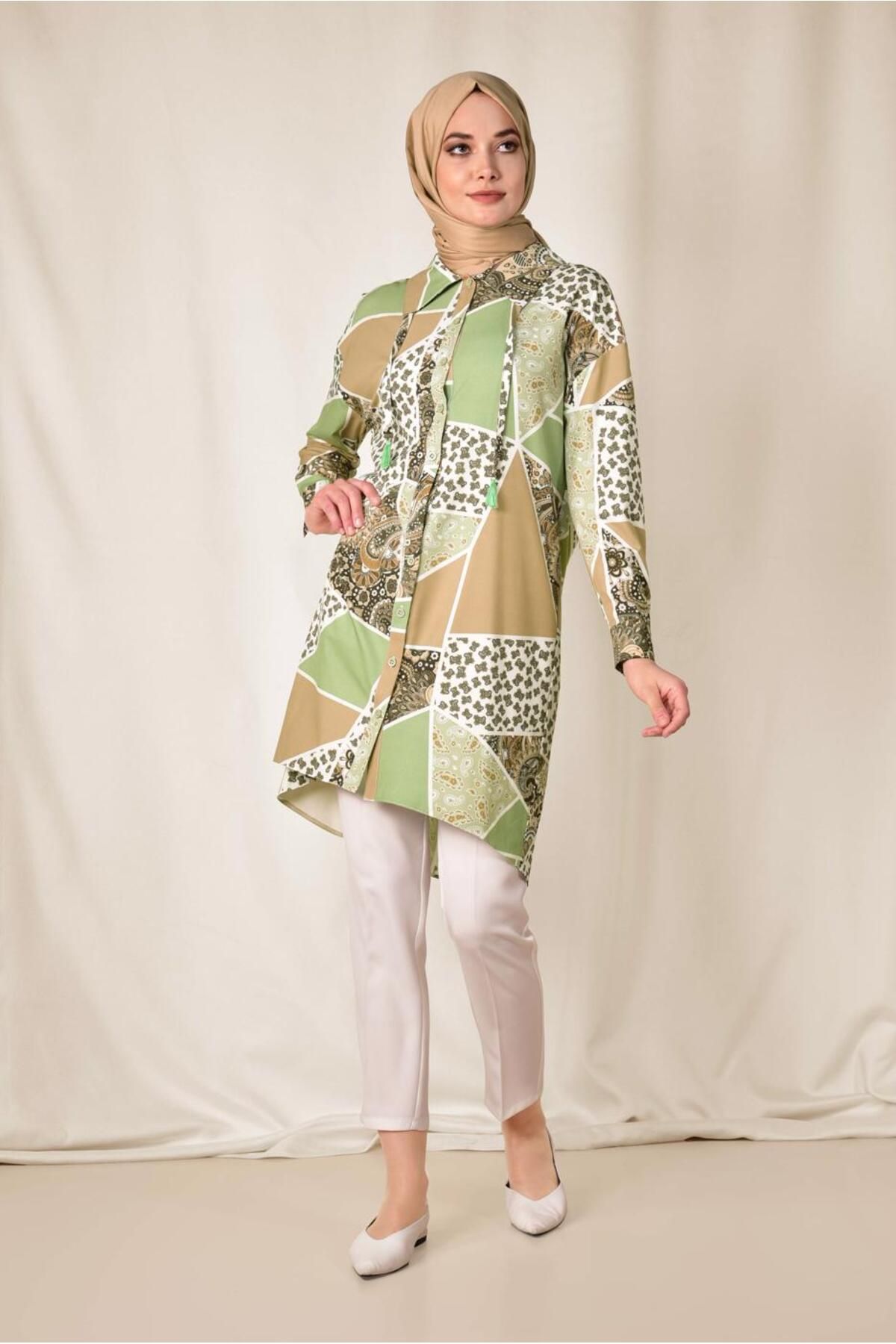 Alvina-Colorful Patterned Front Button Tunic 4983 2