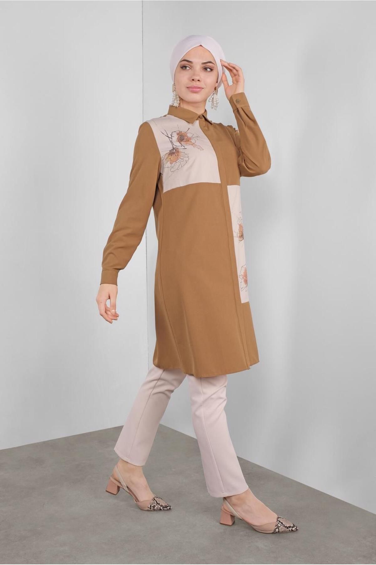 تونیک دکمه مخفی طرح گلدار 41126 Alvina