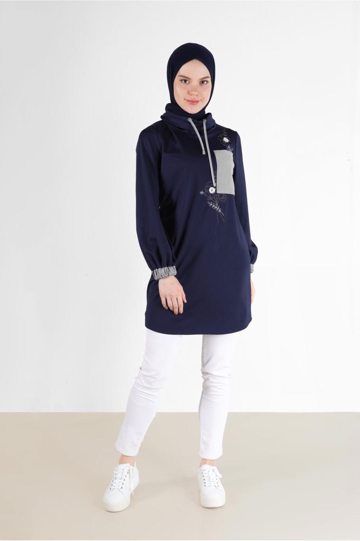 تونیک گلدوزی شده طرح چهارخانه 42371 Alvina