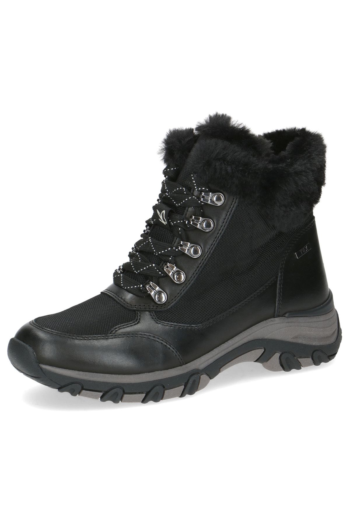 Caprice-Damen Elegante Stiefelette Winterschuhe Warm Gefüttert 9-26223-43 Schwarz 026 Black Nappa Leder Und 1
