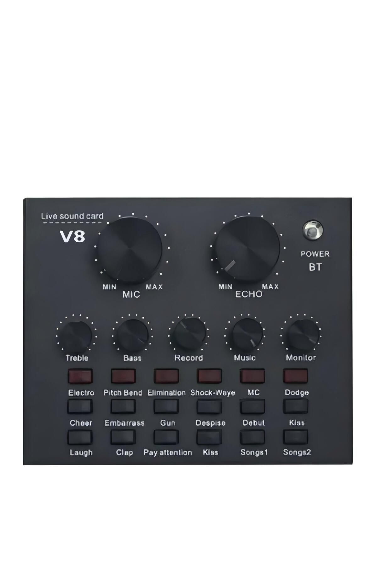 COOYA-V8 Live Sound Card,External Voice Changer Sound Card with Multiple Sound Effects for Live Recording 1