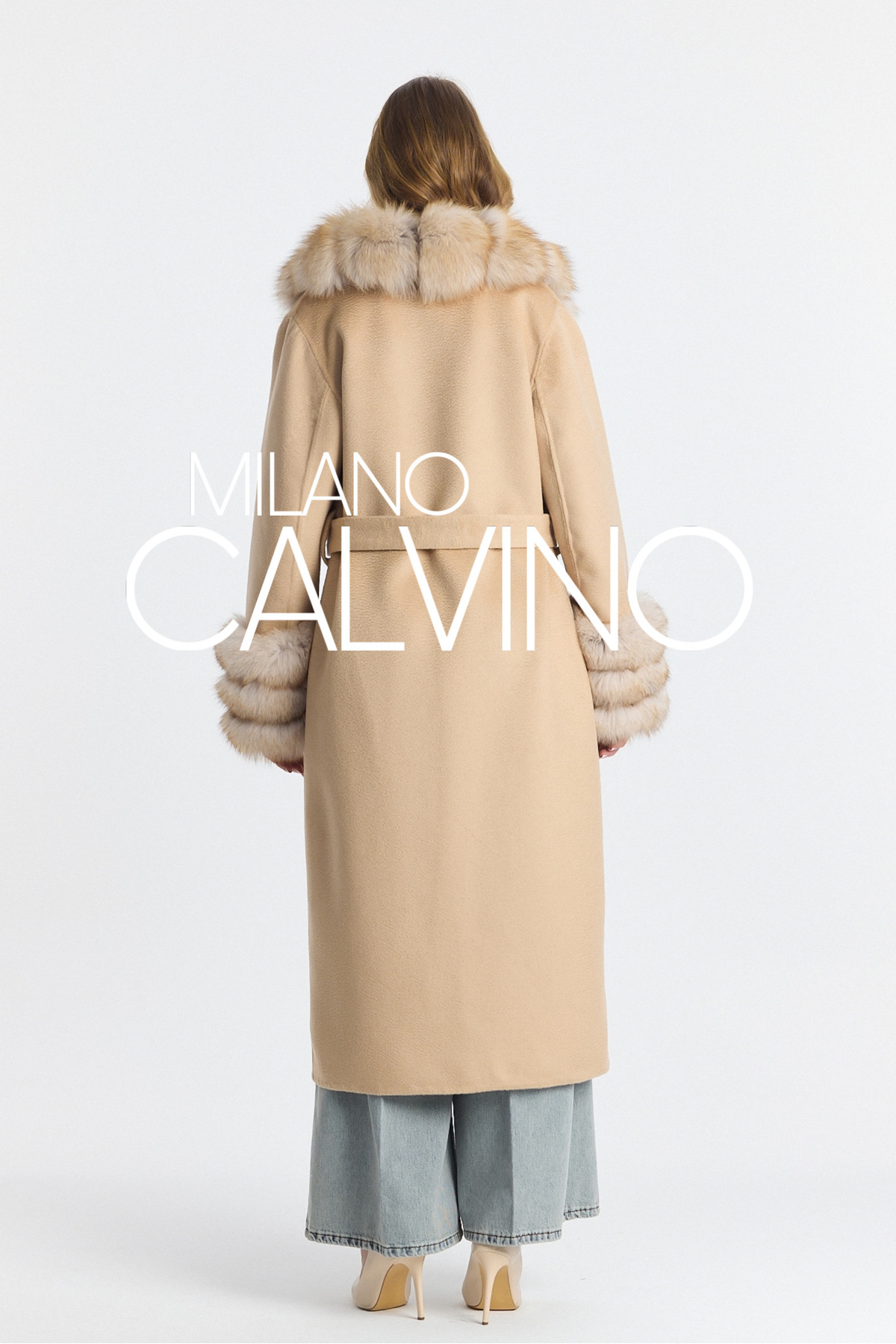 Milano Calvino  Kürklü Fransız Kaşmiri Kaban - Görsel 6