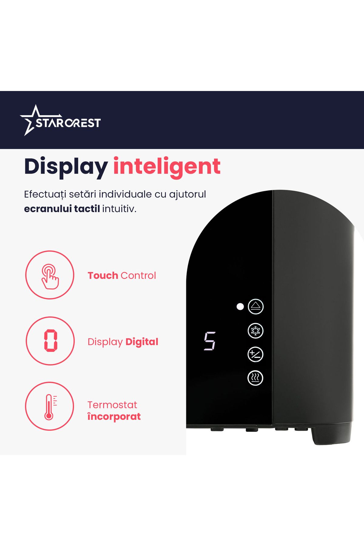 STARCREST-Prajitor de paine digital STARCREST SDT-850BLK, 850 W, 2 felii, Display Led Touch, 4 Functii, Negru 4