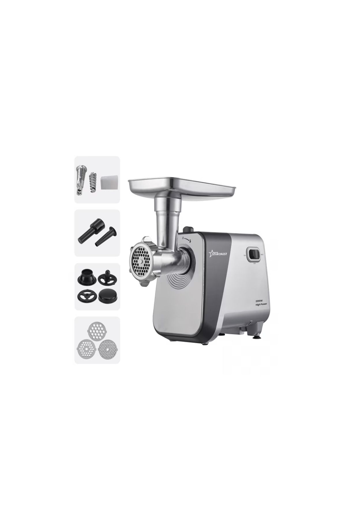 STARCREST Masina De Tocat Starcrest , 2200 W, Accesoriu Rosii Si Carnati, 3 Site De Taiere, Gri - One Size