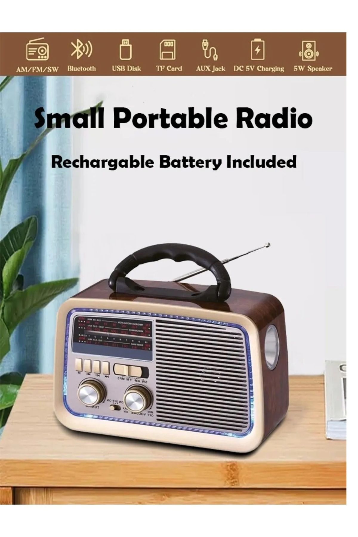 TOSCANA U-A portable radio that works with Bluetooth technology  and contains a flashlight 1