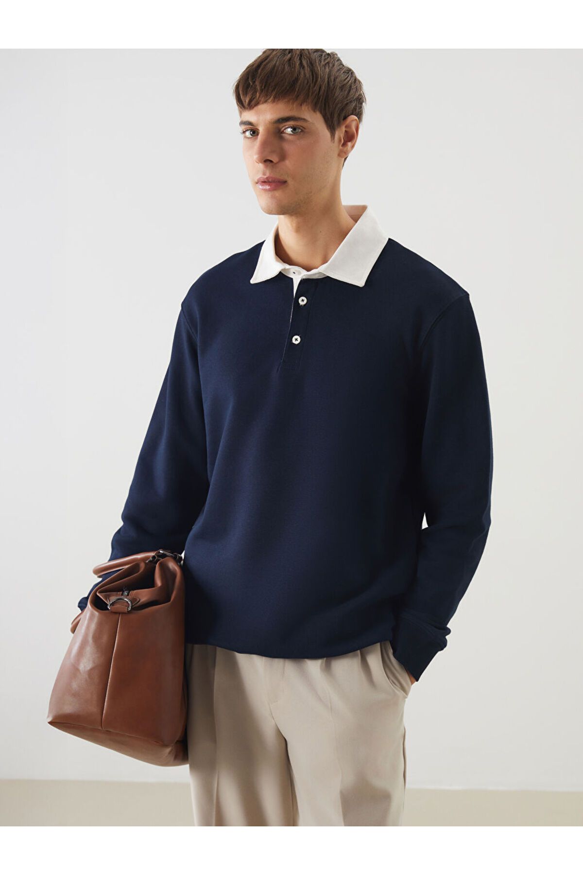 LC Waikiki Polo Yaka Uzun Kollu Erkek Sweatshirt
