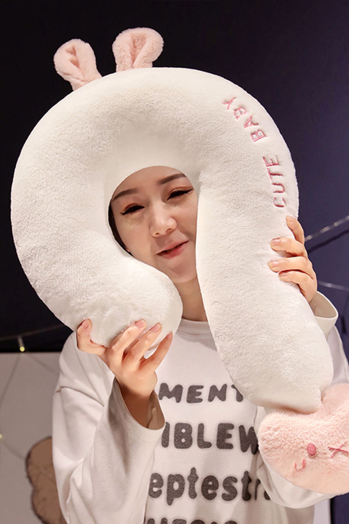 Ecrou-Unicorn Soft Soft Plush Neck Pillow Ecru 45 X 45 cm 3