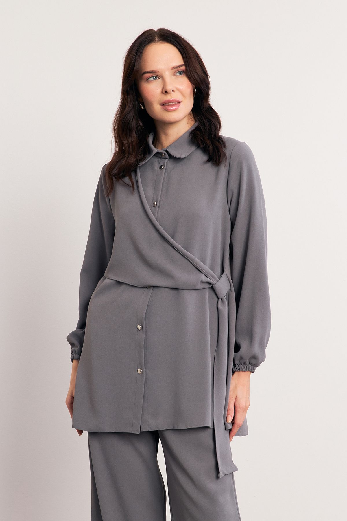 VAVİNOR-Gray Perla Tunic and Trousers Set 2