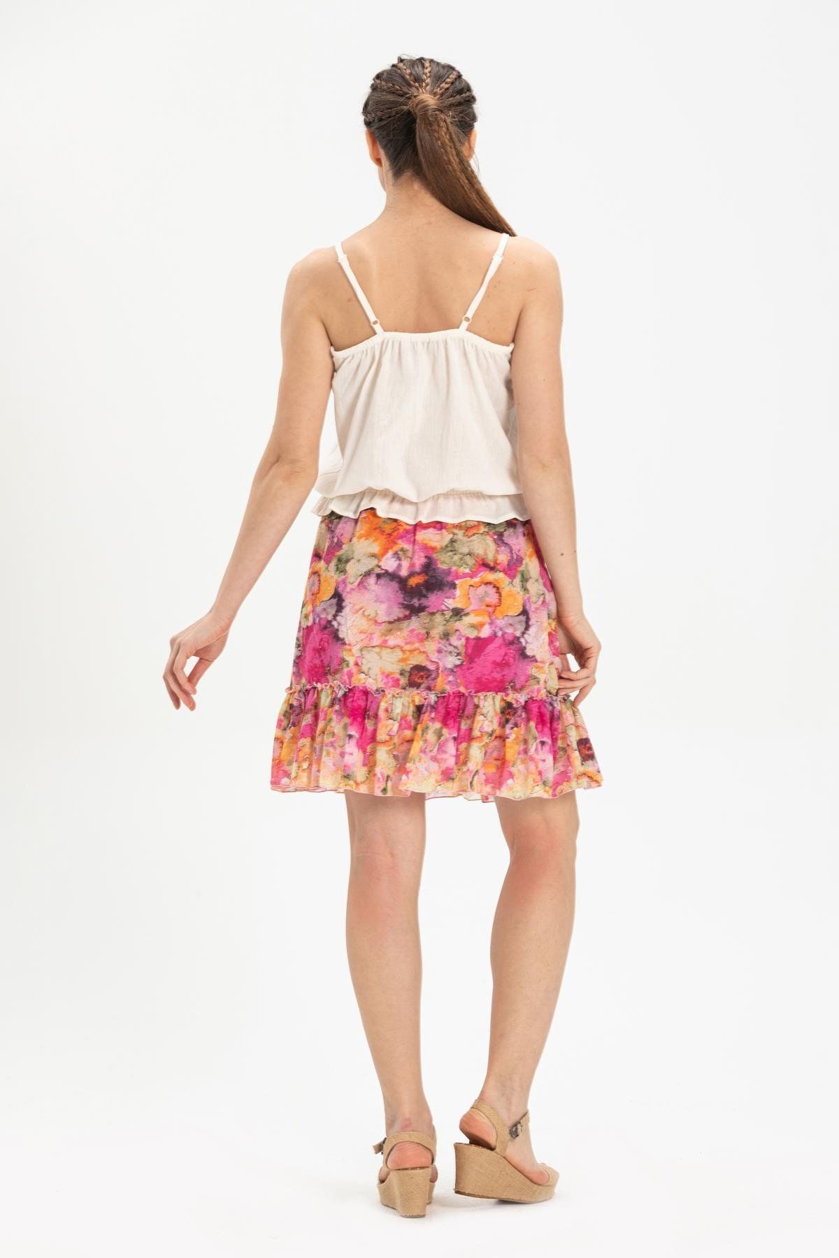 Eliş Şile Bezi-Nesrin Voile Short Summer Skirt Pink Pmb 4