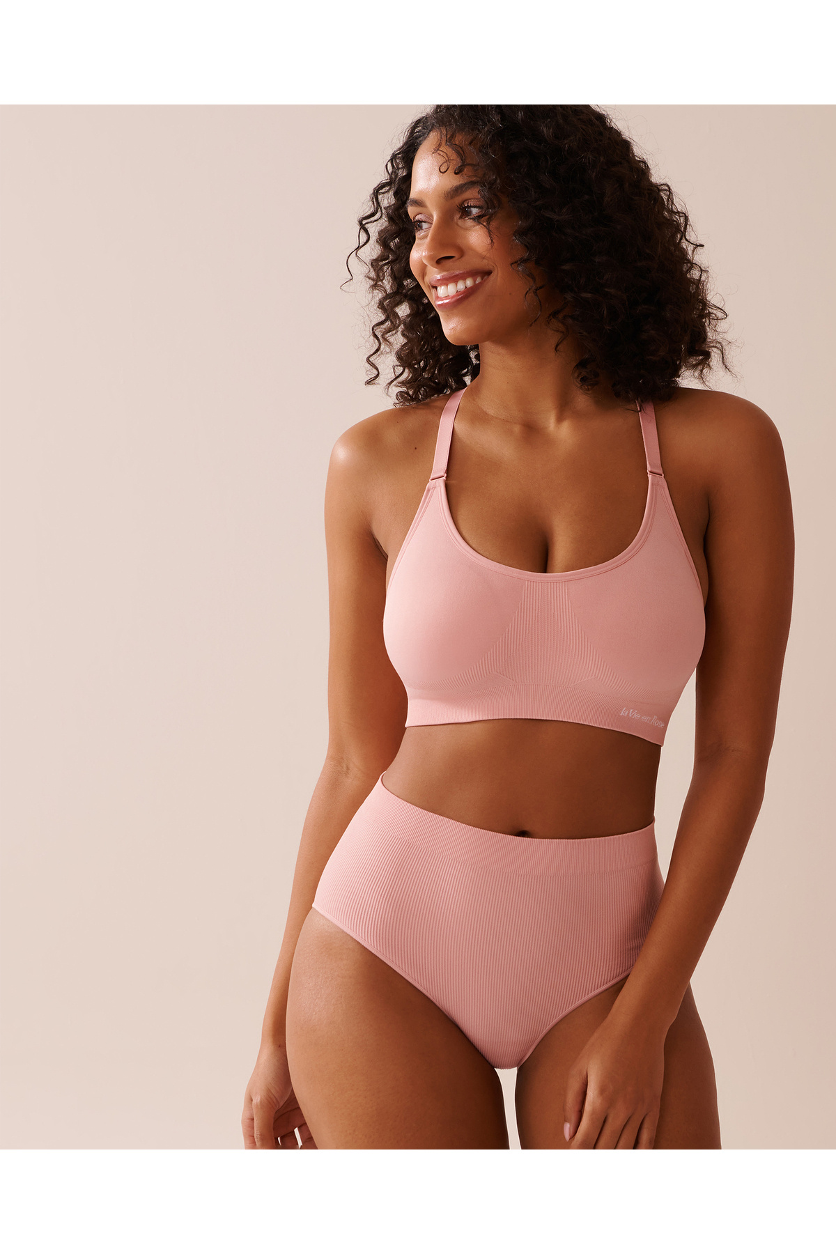 La Vie en Rose-Seamless Fabric Ribbed High Waist Bikini Panty 3