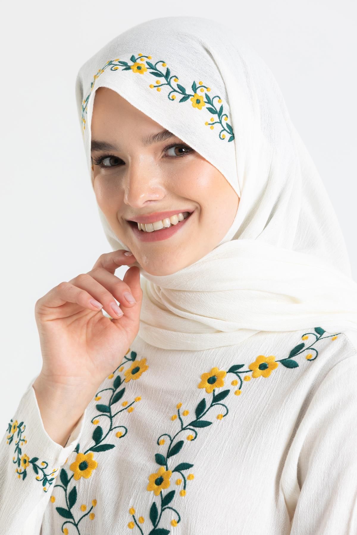 شال نود مردانه کرم دوزی کروکوس پارچه شیله Eliş Şile Bezi